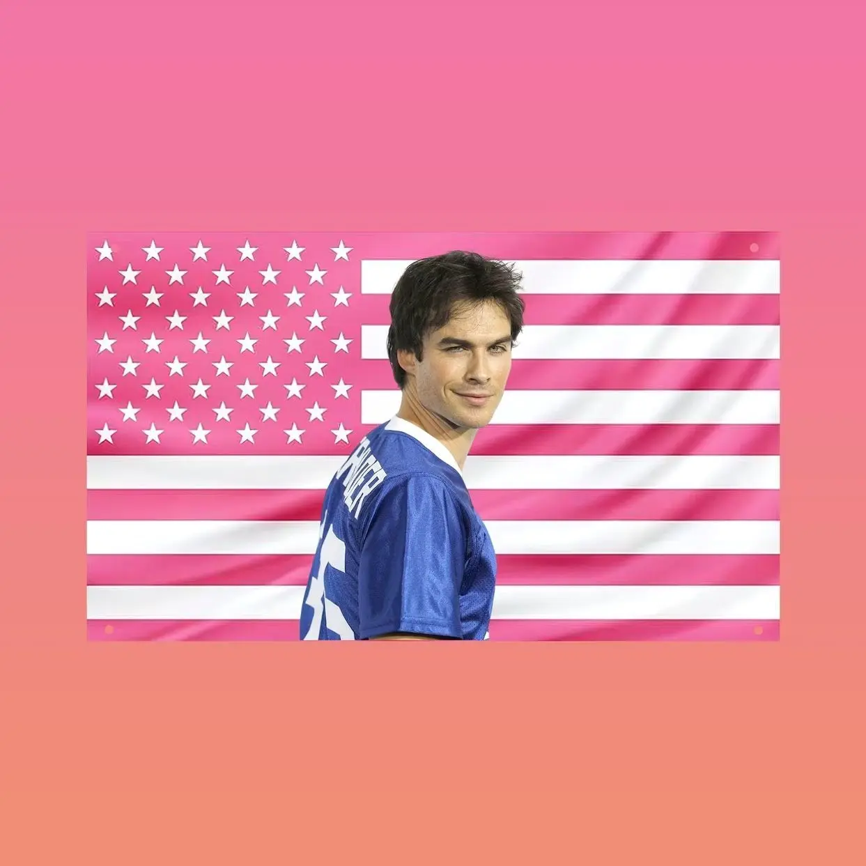 Damon Salvatore Pink US Flag – Ian Somerhalder Vampire Diaries Pink American Tapestry Dorm Frat Wall Decor