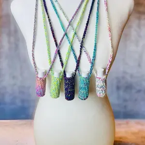 Handmade Crocheted Lip Balm Holder Necklace - Many Color Options, With or without lip balm, or snap closure