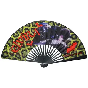 Elvira Leopard Fabric Hand Fan