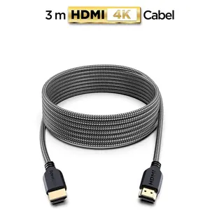 4K HDMI Cable 10FT  | High Speed Hdmi Cables, Braided Nylon & Gold Connectors, 4K @ 60Hz, Ultra HD, 2K, 1080P, ARC & CL3 Rated | for Laptop, Monitor, PS5, PS4, Xbox One, Fire TV, & More