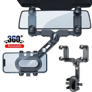 Phone Holder 360 Degree Rotated Rear View Mirror Phone Holder, Rearview Mirror Car Phone Holder, Retractable Car Phone Holder Mirror Mount, Strong Grips, Universal Mount