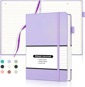 Lined Journal Notebook, Hardcover Numbered College Ruled Journal, Medium 5.5x 8.25, 160 Pages 100GSM Writing Paper, Purple