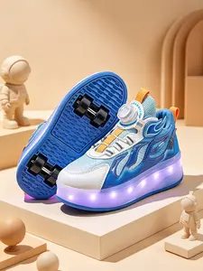LED Flashing Four-Wheel Roller Skates, Adjustable Knob In-Line Skates, Glow-In-The-Dark, Unisex Outdoor Play Shoes
