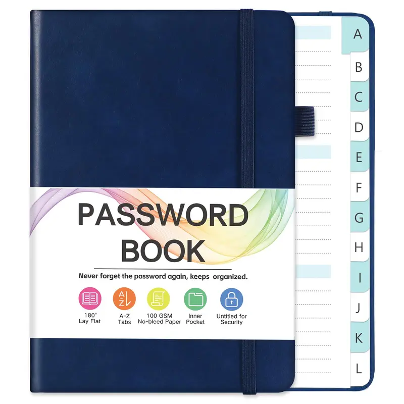 Password Book with Alphabetical Tabs, Password Keeper with Color Pages, Password Notebook Organizer for Computer & Website Logins, Gifts for Home and Work, 5.3" X 7.7"