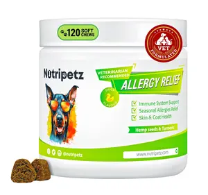 Dog Anti-Itch Supplement 120 Chews | Allergy Relief for Itchy Skin, Paw Licking & Hot Spots | Daily Skin & Coat Chews for Dogs