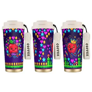 1pc Creative Pixel Art Apple Gaming 18OZ Coffee Cup, Retro 8-Bit Style, Cute, Fun, Kawaii Video Game Wall Decor, Suitable for Gamers, Men and Women, Game Room, Bedroom, Office, Birthday Gifts