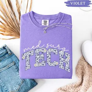 Toile Med Surg Tech Shirt, Floral Comfort Colors Medical Surgery tee , Daisy MedSurge Technician Week , Surgical Tech Tee Cotton Fabric Top Womenswear