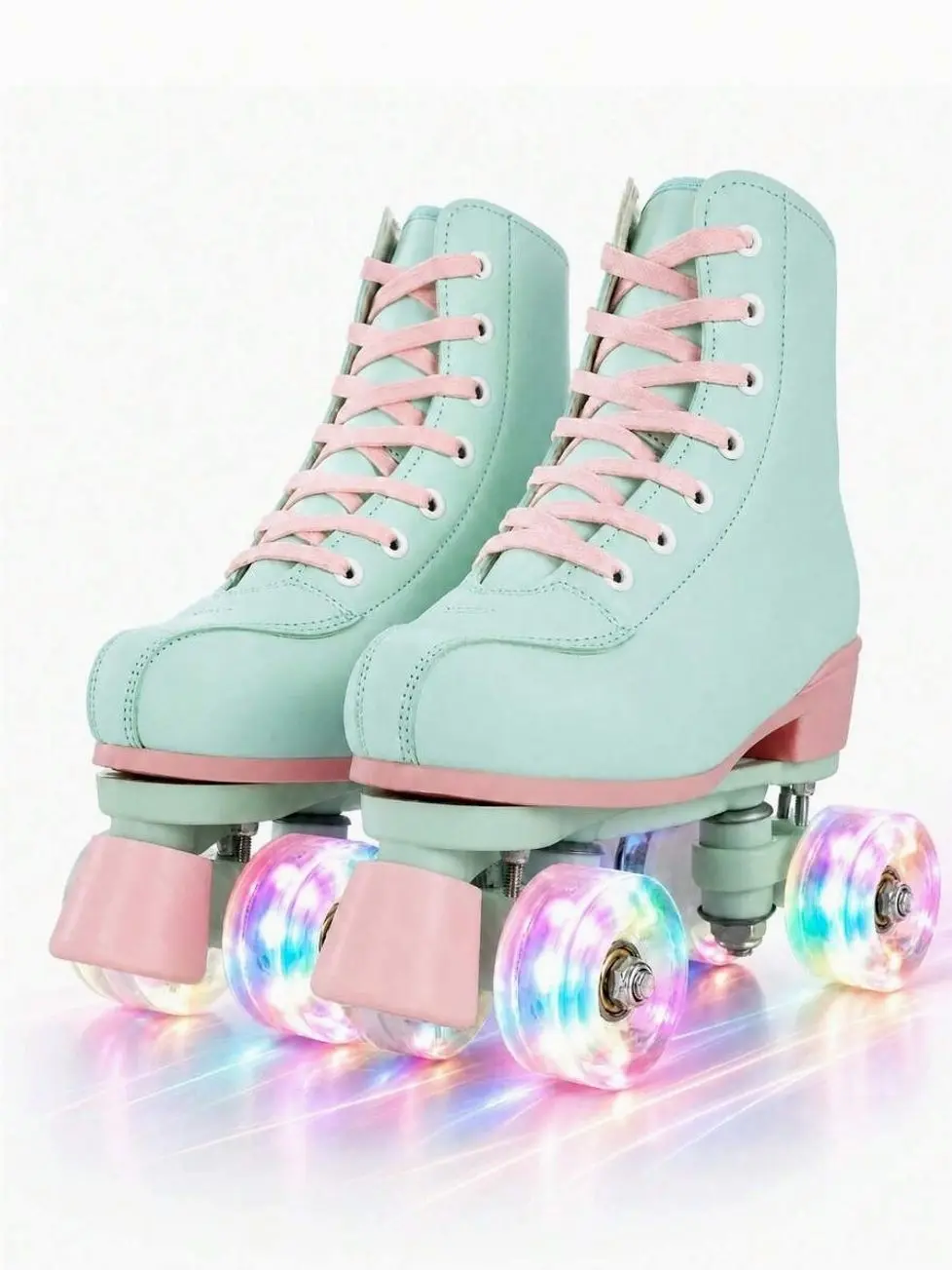 Women’s Pink Quad Roller Skates, Sweet Pastel Style Recreational Skating Shoes for Adults