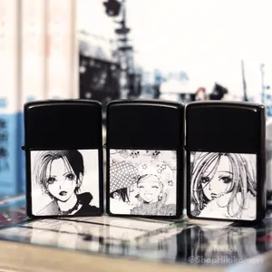 Nana Anime Refillable Lighter Zippo Style | Hachi and Nana Aesthetic Flame Lighter | Retro Japanese Anime Merch | Cool Collectible Gift for Otaku Fans
