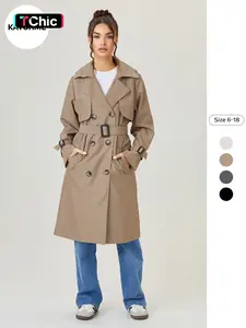 Over Knee Mid-Length Loose Fit Long Sleeve Trendy Coat Jacket, Elegant Style, Plain Pattern, Fall & Winter Fashion, Women's Outerwear