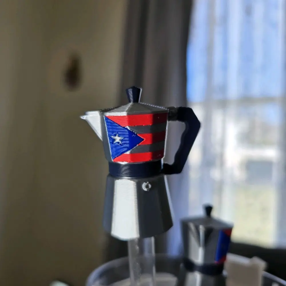Puerto Rico Flag Greca Straw Cover Topper (Only 1 Topper) | 3D Printed PLA Coffee Maker Topper | Boricua Pride Gift, Puerto Rican Party Favor for Straws (Tumbler Not Included)