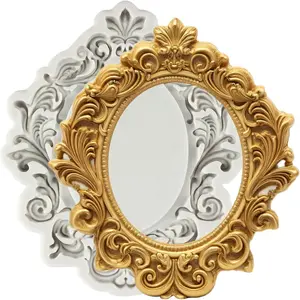 Photo Frame Fondant Molds Silicone Vintage Picture Frame Mold for Chocolate Candy Birthday Wedding Cake Decorating Cupcake Topper Gum Paste Polymer Clay