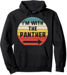 I'm With Panther Halloween Matching Couple Costume Vintage Pullover Hoodie - 66B08H2DPKKK
