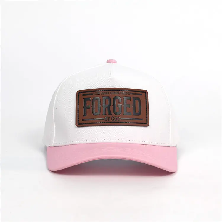 FORGED Leather Patch Hat | White & Pink
