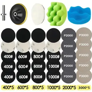 35-Piece Headlight Restoration Kit, Car Polishing Discs 3 Inch Wax Sponge Pad with Sandpaper, Automotive Detailing Tools Set