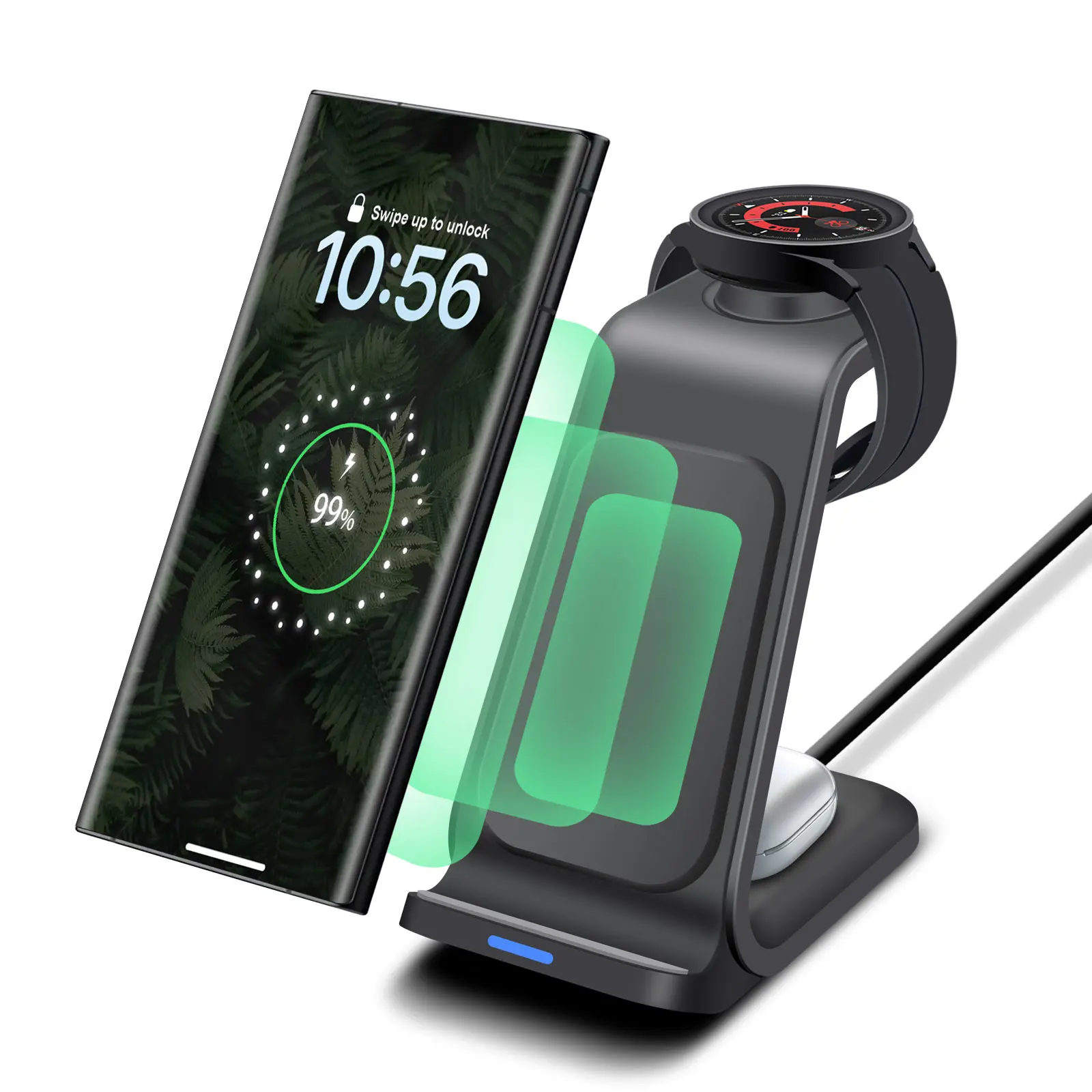 FDGAO 3 in 1 Wireless Charger Stand for Samsung Devices, 15W Fast Charging Dock Station for Samsung Z Folding Flip 6 5 4 Galaxy S24 S23 S22 Samsung Galaxy Watch 7 6 5 Pro 4 Active 2 Galaxy Buds wireless charger charging  station summerwins