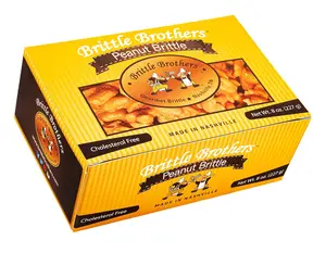 Peanut Brittle - 8 oz Box - Voted #1 America - 4 x's more Nuts! - Cashew Pecan Bacon Corporate Gift Candy Snack Birthday Sampler Christmas Mother Father Graduation Office Mix Valentines Day Party