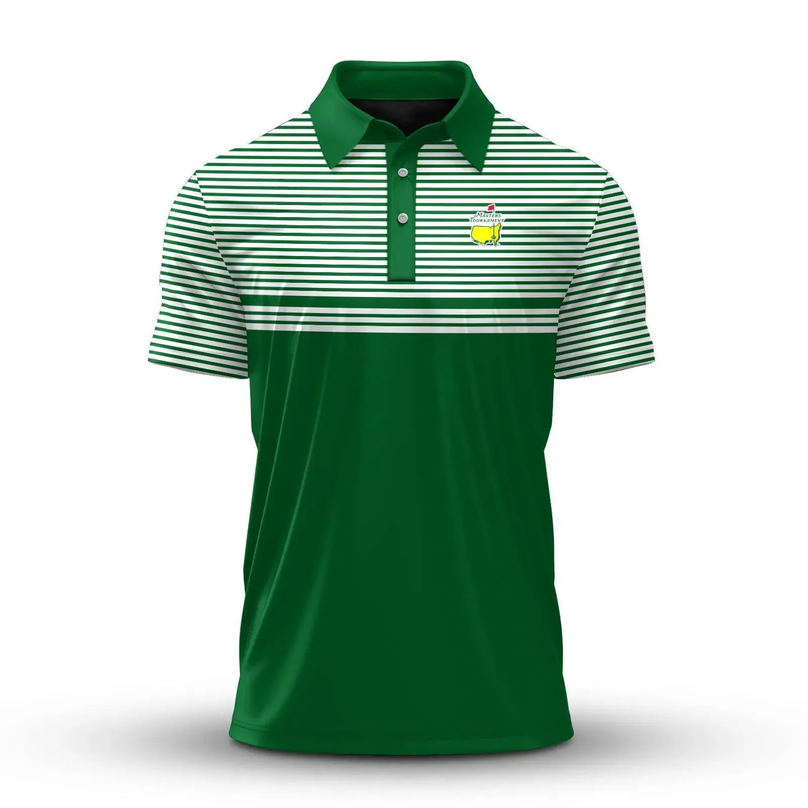 Masters Green Horizontal Lines Polo Golf Shirt Fan-made Sleeve Outdoors Menswear Print