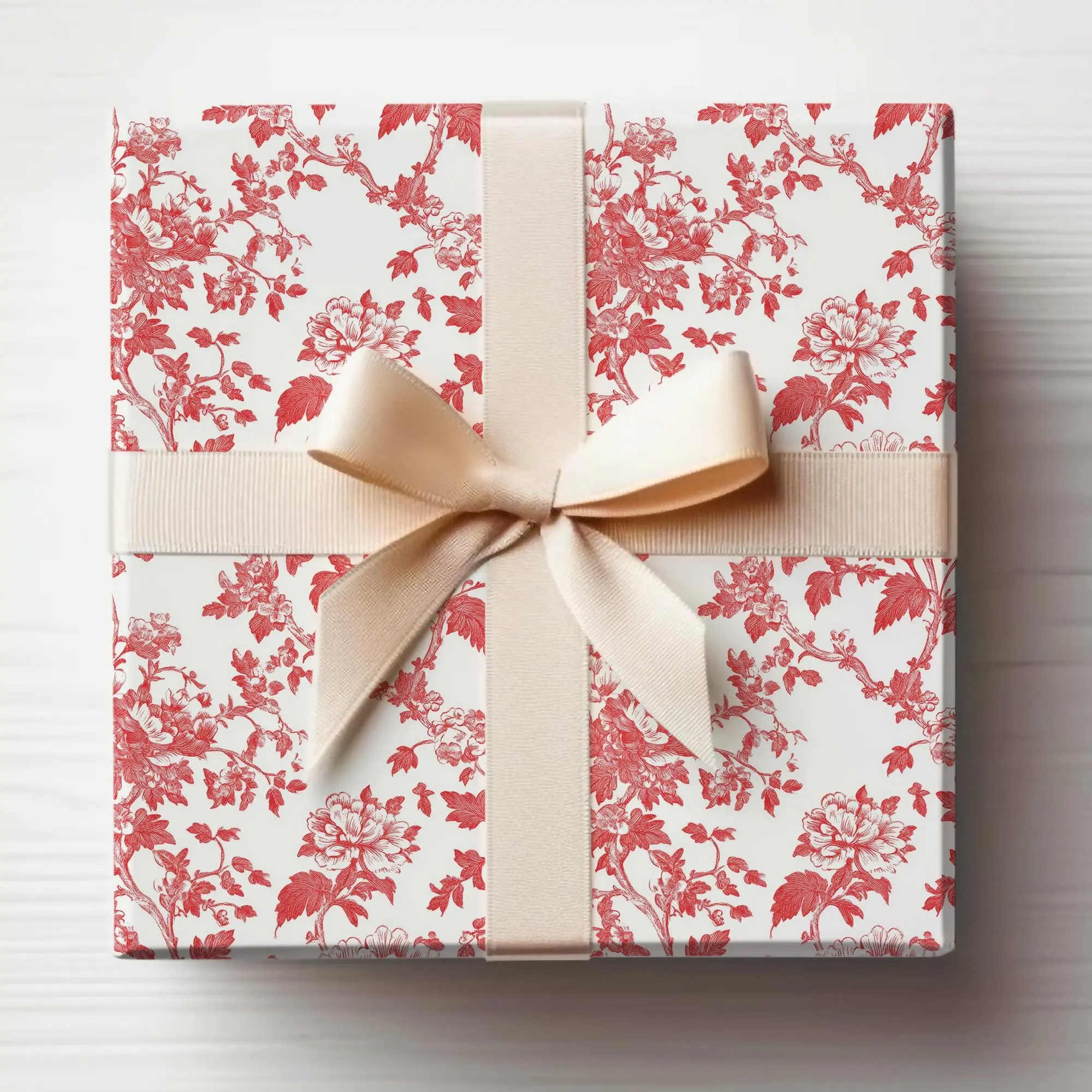 Red Chinoiserie Wrapping Paper Roll Red Toile Christmas Toile Wrapping Paper Roll Victorian Christmas Wrapping Paper Roll