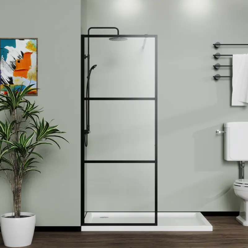 Goodyo 34*72in (34.00 x 72.00 in) Adjustable 3-Panel Black Walk-in Wet-Room Shower Screen Door - 50 lbs Aluminium Construction, High-Quality Premium Materials, Stable Sturdy Indoor Furniture Room Divider