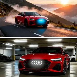 Audi Compatible LED Illuminated Front & Rear Emblems, Metal Cut-Out Modification Parts, Scratch-Resistant Durable Car Accessories, Automotive Accessories