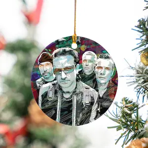 U2 Of The World Painting, Ceramic and Acrylic Ornament, Christmas Vintage Rock band home decor, Xmas gift for U2 fan