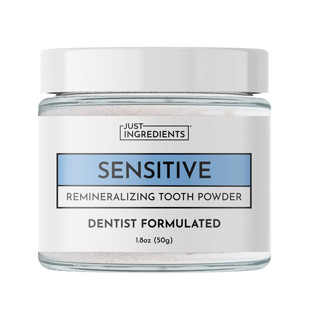 Just Ingredients Sensitive Remineralizing Tooth Powder – Supports Remineralization & Fresh Breath - Fluoride-Free Oral Care – Vegan, Non-GMO Just Ingredients Sensitive Remineralizing Tooth Powder – Supports Remineralization & Fresh Breath - Fluoride-Free Oral Care – Vegan, Non-GMO