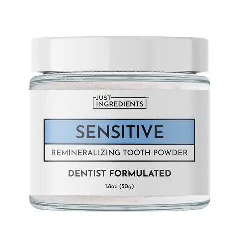 Just Ingredients Sensitive Remineralizing Tooth Powder – Supports Remineralization & Fresh Breath - Fluoride-Free Oral Care – Vegan, Non-GMO