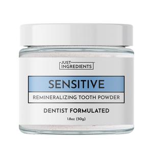 Just Ingredients Sensitive Remineralizing Tooth Powder – Fluoride-Free Oral Care – Gently Cleans & Whitens – Supports Strong Teeth & Fresh Breath – Vegan, Non-GMO (Regular, Sensitive)