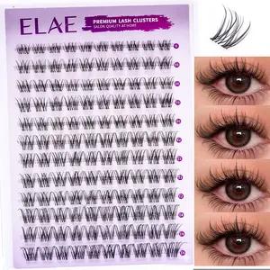 ELAE 120pcs D Curl Lash Clusters, Reusable Individual Eyelash Extensions for a DIY Wispy Manga or Natural Look, Cosmetic Lash Kit, Mixed 8-14mm