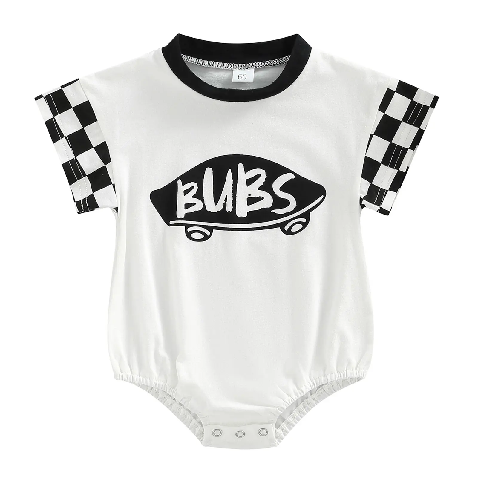 Newborn Baby Boy Checkered Bubs Bubble Romper Checkerboard Short Sleeve Onesie Bodysuit Jumpsuit Summer Outfit #Summervibes
