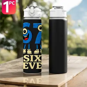 1pc Funny 67 Plastic Water Bottle Tumbler | Six Seven Printed Design, Flip Top, Reusable Water Bottles, 25oz 750ml Lightweight Leak Proof Travel Drink Bottle, Ideal for Birthday, Christmas, Halloween, Thanksgiving Gifts