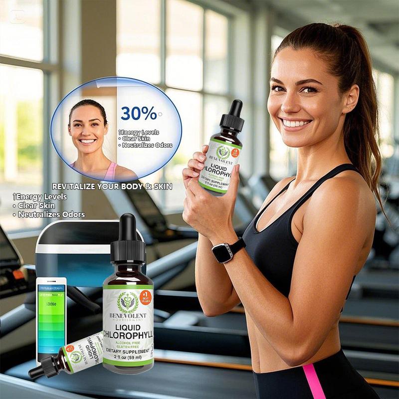 Liquid Chlorophyll Drops - Natural Detox, Body Deodorant, and Gut Health Support for Liver Wellness (4-12 Month Supply)