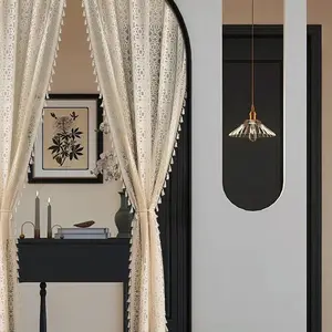 Lace Curtain, 2 Counts Modern Simple Door Curtain, Window Curtain, Home Decoration Curtain, Home Decor for Living Room Bedroom Hotel Salon