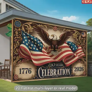 2D Flat Banner, 1pc 250th Anniversary American Flag Banner, Party Banner, Polyester Indoor/Outdoor Decoration Suitable for Weddings, Birthdays, Celebrations - Gift for Parents