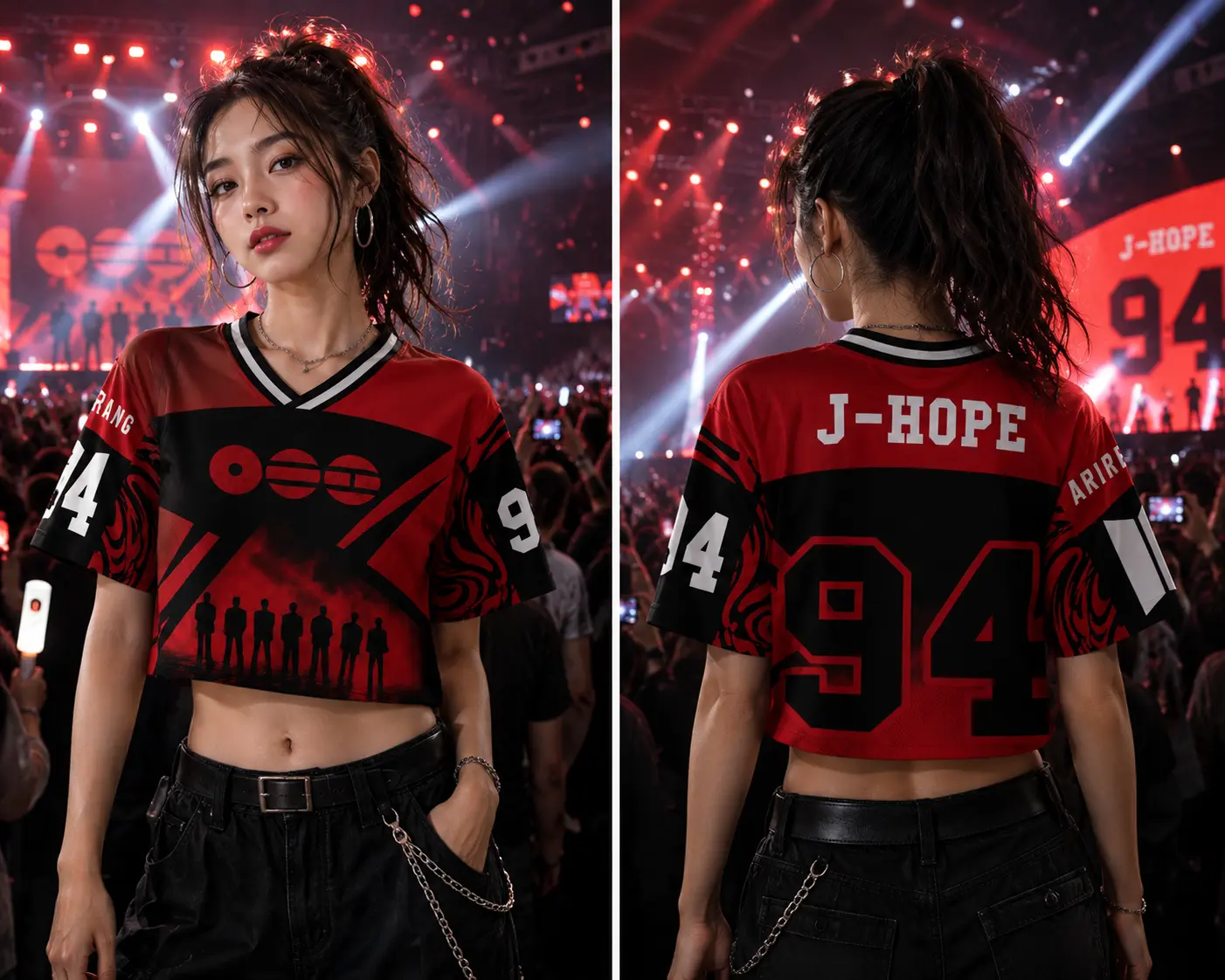 K-Pop Inspired Cropped Jersey, Unisex Music Festival Shirt, Korean Pop Fanwear, Concert Outfit, Gift for Music Fans