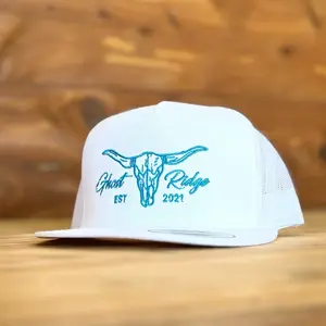 White Yupoong 6006 Blue Bull