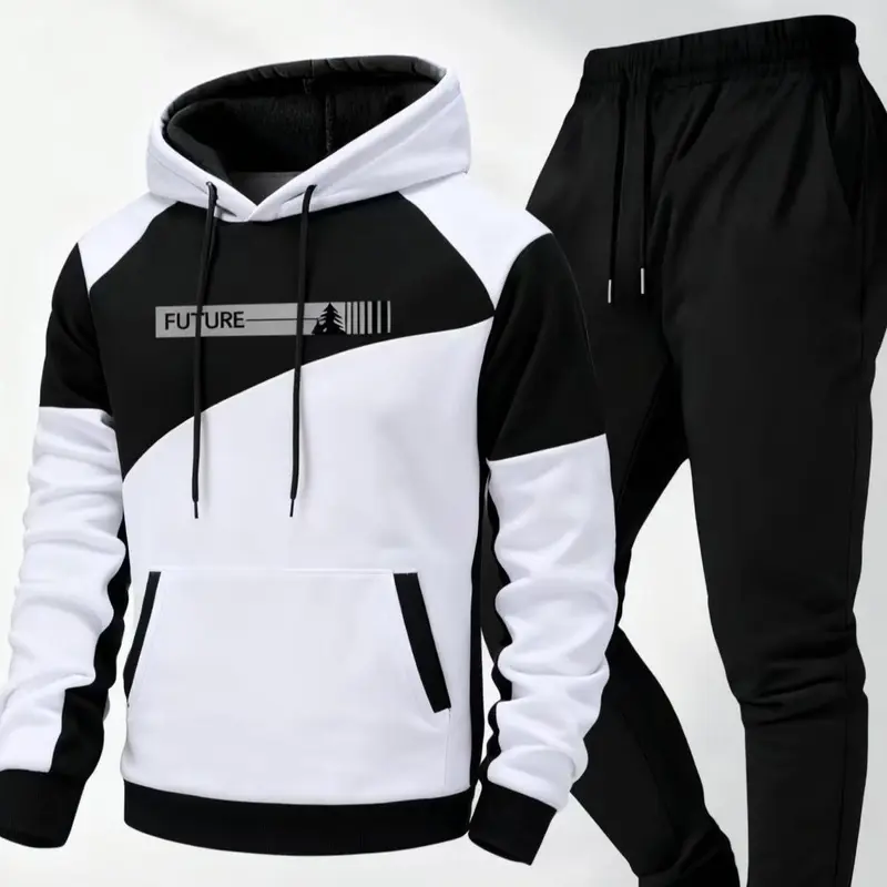 Men's New Hooded Set Stylish Hooded Sweatshirt & Casual Pants Fashionable Versatile for Business Youthful Stylish Two-Piece Set