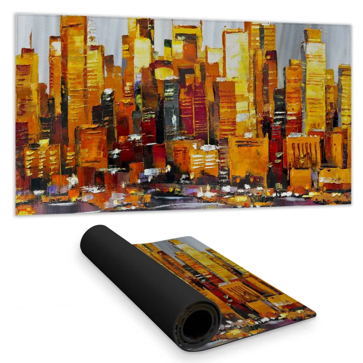 360 Stand Gray Contemporary 16x32 in. Water-Repellent Desk Mat - C1DM15316R7YR9, Building Print Urban Skyline Home Decor Accent with Smooth Surface, 16 X 32 In., Durable, Indoor