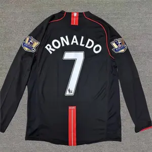 07 08C7 Ronaldo Away Black Long Sleeve Vintage JerseyFan Edition Edition