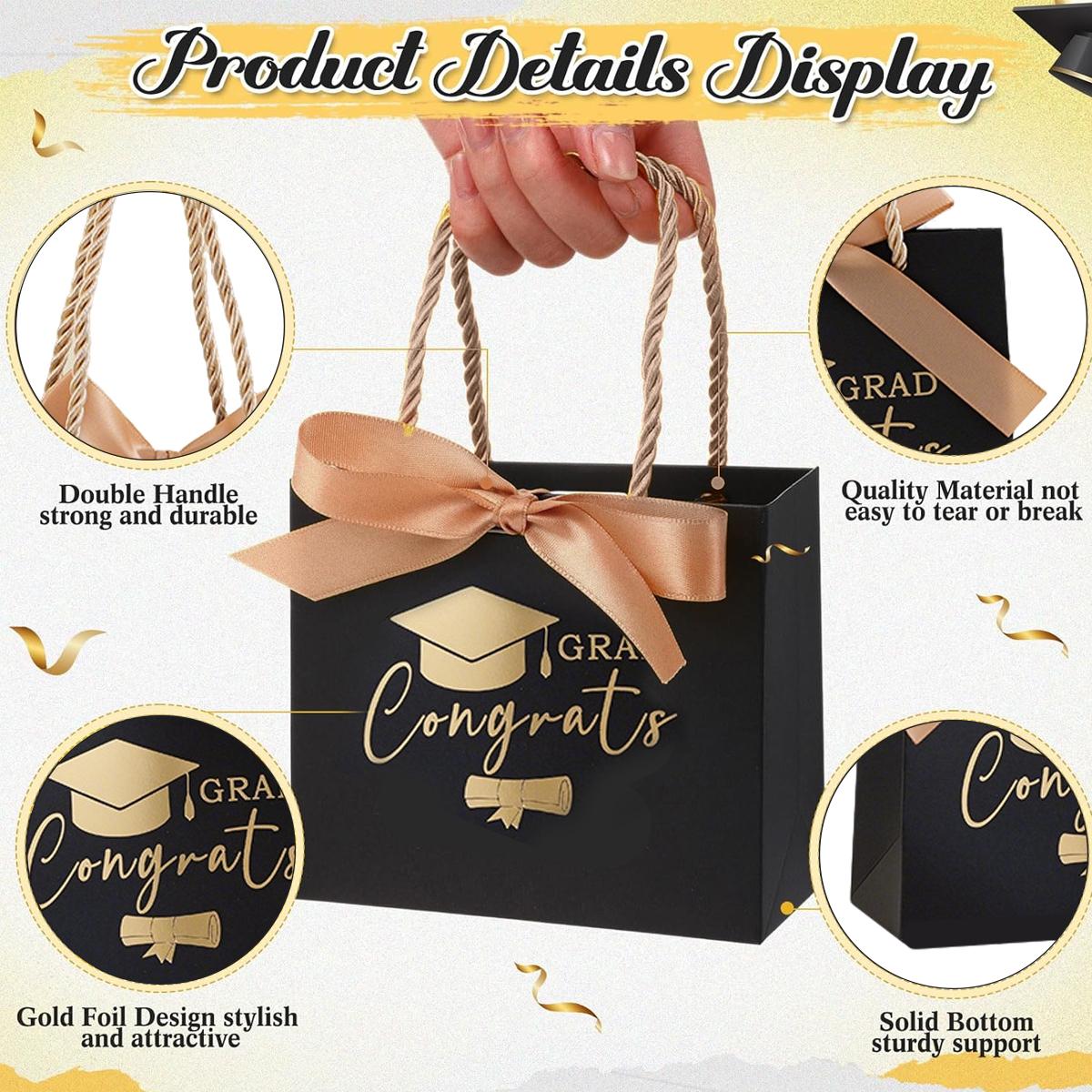 Gifts for her/him, 5-themed gift boxes with handles and ribbons, perfect for graduation parties, candy bags, goodie bags