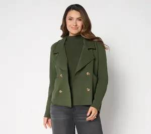 QVC Studio Park x Amy Stran Women's Double-Breasted French Terry Jacket
