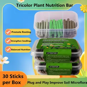 Tricolor Plant Nutrition Bar Slow-release Nutrient Bar for Home-use Flowers Green Plants and Potted Plants Organic 30 Sticks per Box Promote Rooting Strengthen Seedlings Balanced Nutrition
