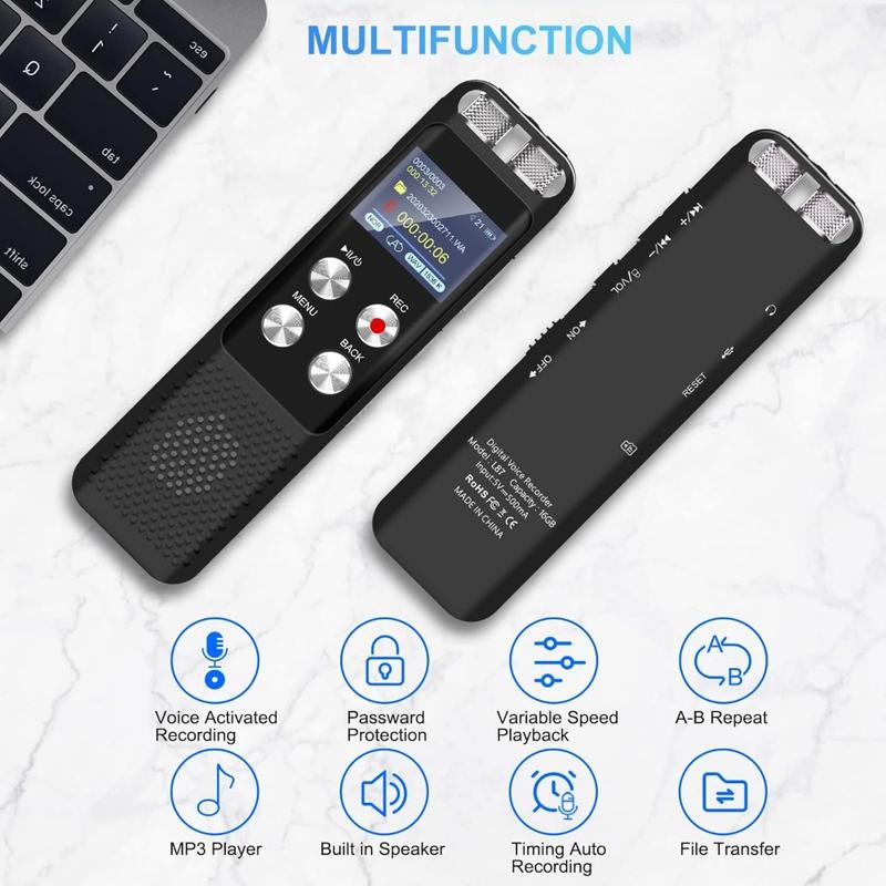 136GB Digital Voice Recorder: Voice Activated Recorders with Playback, Audio Recording Device For Lectures,Meetings | Portable Tape Recorder with Password | USB