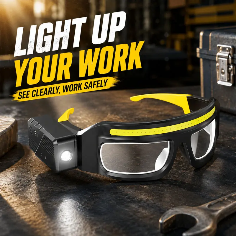 1pc USB Rechargeable Outdoor Headlamp - Bright, Lightweight Eyeglass-Style Hands-Free Torch with 5 Modes, Motion Sensor, Adjustable Angle for Camping, Running