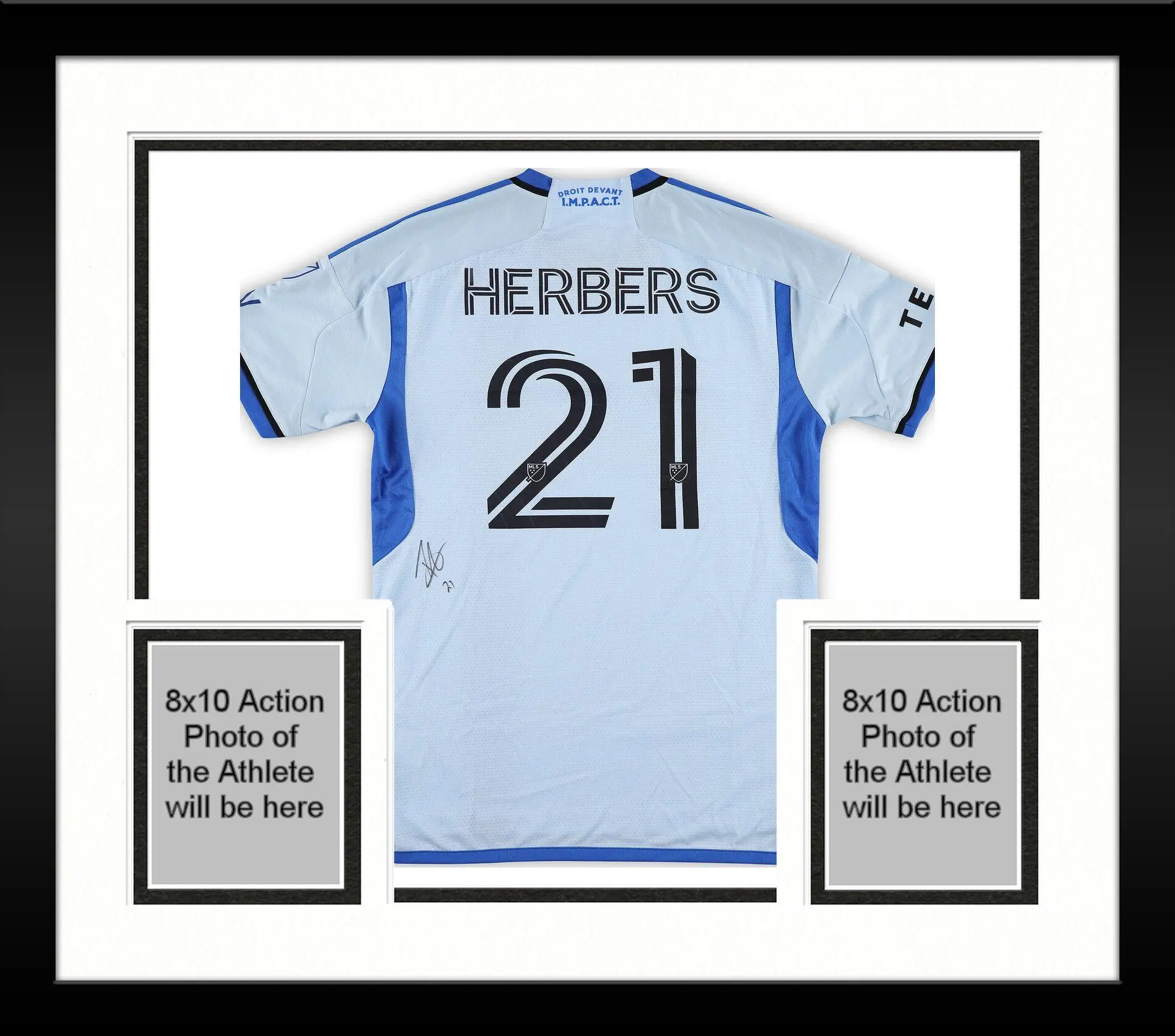 Framed Fabian Herbers CF Montreal Autographed Match-Used #21 Light Blue Jersey from the 2025 MLS Season - Size M - Fanatics Authentic Certified - Soccer Memorabilia