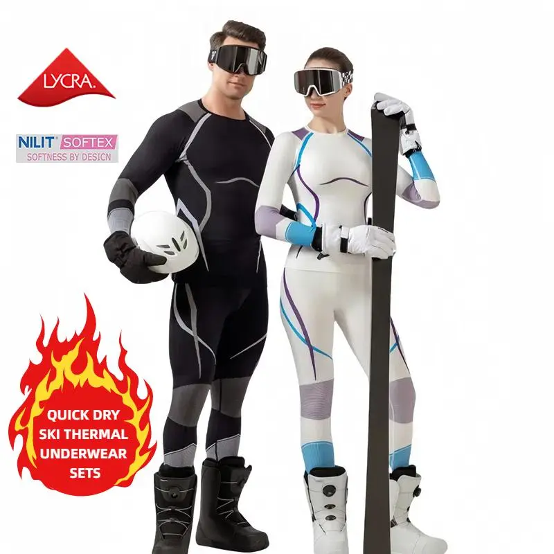 Women's Winter Ski Thermal Underwear Set - Quick Drying, Sweat-Wicking, Breathable for Skiing, Snowboarding