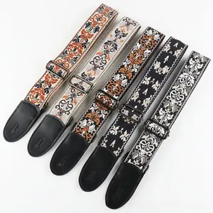 5CM Guitar Embroidered Strap Folk Style Unisex Crossbody Shoulder Strap Crossbody Bass Strap Musical Instrument Accessory