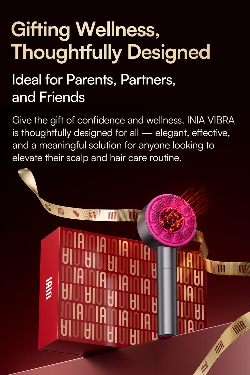 INIA VIBRA 4-in-1 Scalp Therapy Device, Red Light, Microcurrent, Massage, Serum Infusion, Scalp Massager Beauty Device, Waterproof & Wet/Dry Use, Perfect Holiday Gift