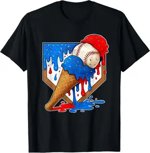 Distressed Baseball Boys Ice Cream Drip Baseball Boys Youth T-Shirt Kids graphic tee